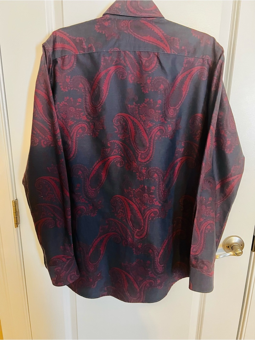 Etro Navy/Burgundy Paisley Print Button Down Shirt 40/M - Picture 2 of 9